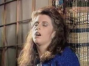 Girl in doorway rubs pussy 80's